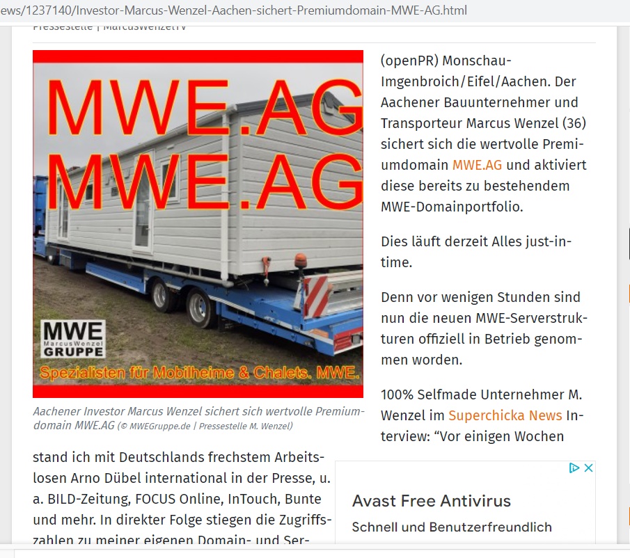 Investor Marcus Wenzel Aachen sichert Premiumdomain MWE.AG | openPR