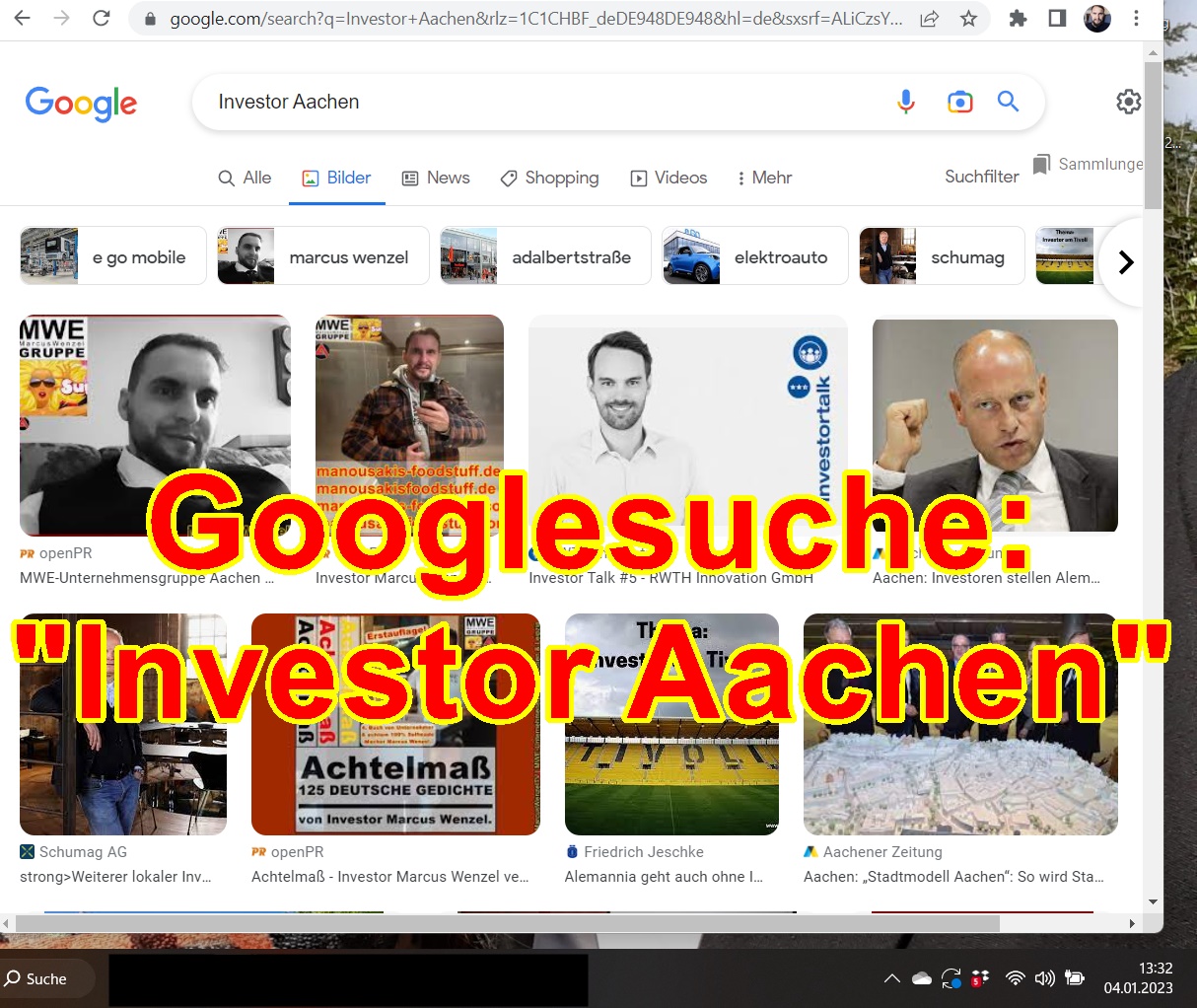 Googlesuche „Investor Aachen“ bringt Marcus Wenzel auf erste Plätze!