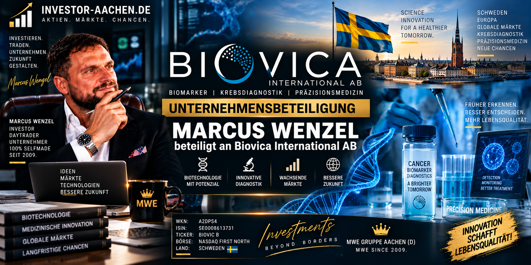UNTERNEHMENSBETEILIGUNG | MARCUS WENZEL beteiligt an Biovica International AB 🇸🇪🌍