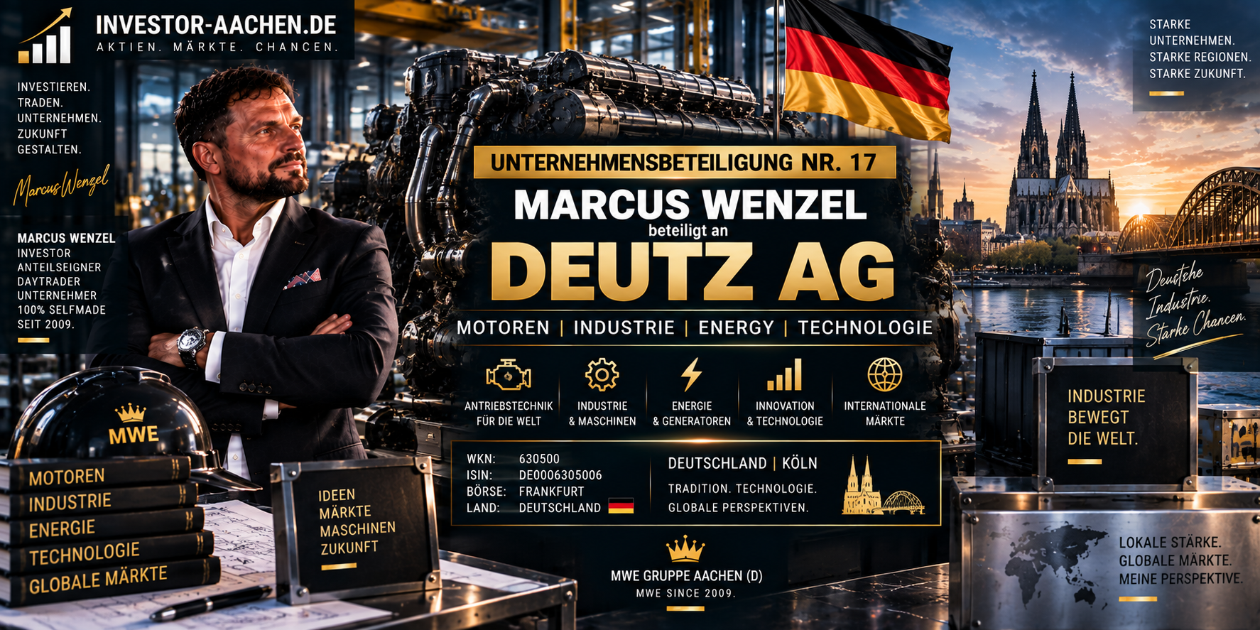 UNTERNEHMENSBETEILIGUNG | MARCUS WENZEL beteiligt an DEUTZ AG 🇩🇪🌍