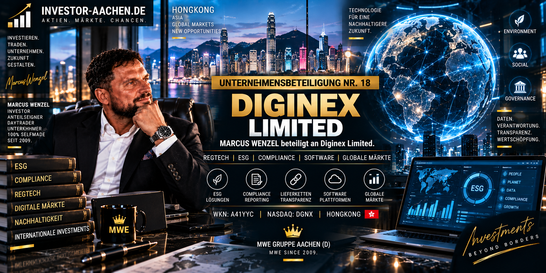 UNTERNEHMENSBETEILIGUNG | MARCUS WENZEL beteiligt an DIGINEX LIMITED 🌍