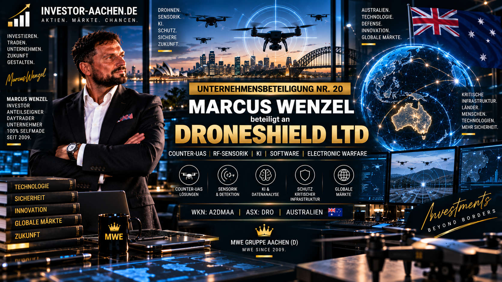 UNTERNEHMENSBETEILIGUNG | MARCUS WENZEL beteiligt an DRONESHIELD LTD 🇦🇺🌍