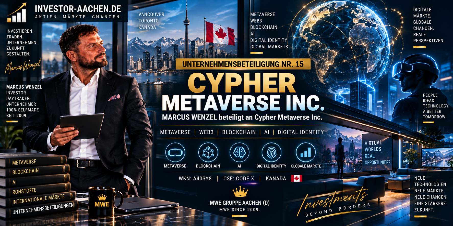 UNTERNEHMENSBETEILIGUNG | MARCUS WENZEL beteiligt an CYPHER METAVERSE INC. 🇨🇦🌍