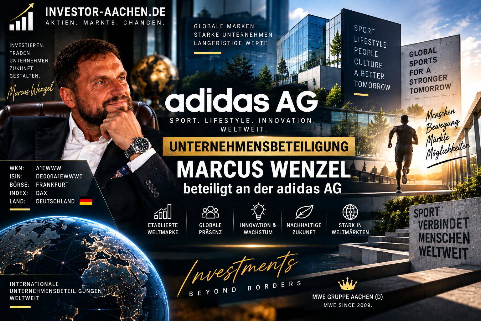 UNTERNEHMENSBETEILIGUNG | MARCUS WENZEL beteiligt an Weltkonzern adidas AG 🇩🇪🌍