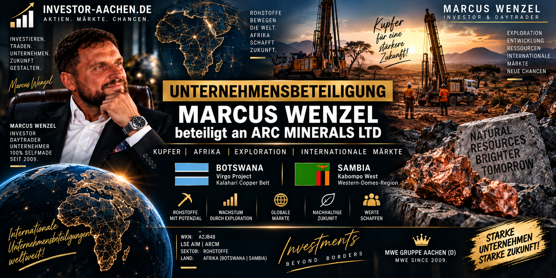 UNTERNEHMENSBETEILIGUNG | MARCUS WENZEL beteiligt an Arc Minerals Ltd 🌍⛏️