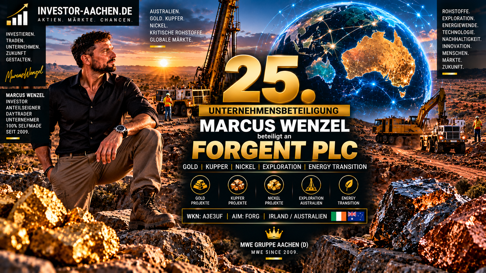 UNTERNEHMENSBETEILIGUNG | MARCUS WENZEL beteiligt an FORGENT PLC 🇮🇪🇦🇺🌍