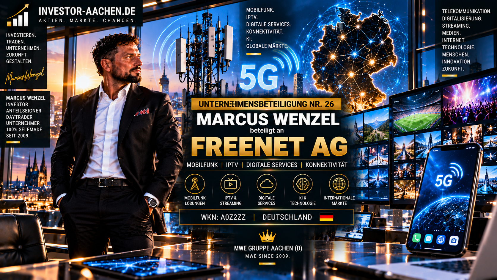UNTERNEHMENSBETEILIGUNG | MARCUS WENZEL beteiligt an FREENET AG 🇩🇪🌍