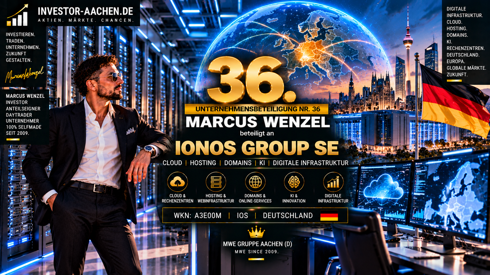 UNTERNEHMENSBETEILIGUNG | MARCUS WENZEL beteiligt an IONOS GROUP SE 🇩🇪🌍