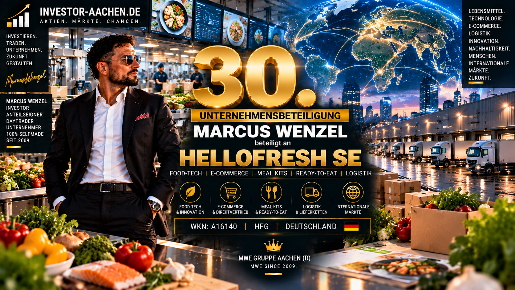 UNTERNEHMENSBETEILIGUNG | MARCUS WENZEL beteiligt an HELLOFRESH SE 🇩🇪🌍