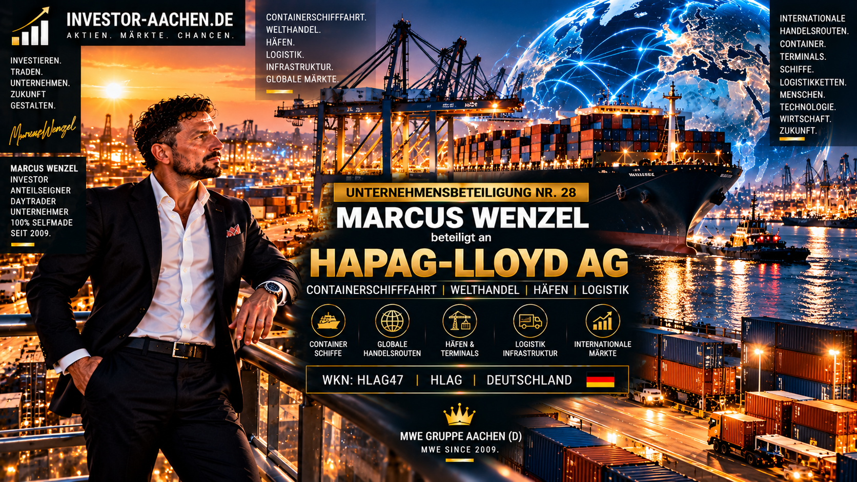 UNTERNEHMENSBETEILIGUNG | MARCUS WENZEL beteiligt an HAPAG-LLOYD AG 🇩🇪🌍