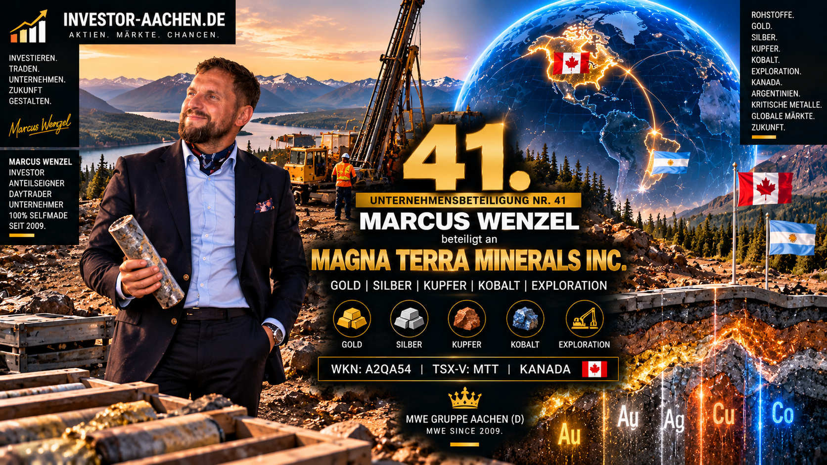 UNTERNEHMENSBETEILIGUNG | MARCUS WENZEL beteiligt an MAGNA TERRA MINERALS INC. 🇨🇦⛏️🌍