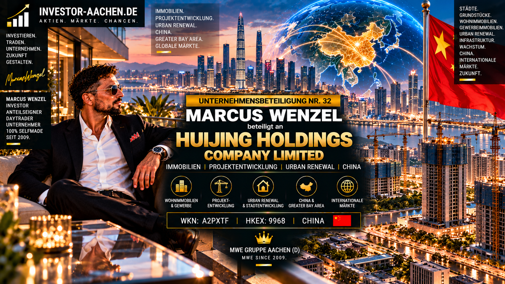 UNTERNEHMENSBETEILIGUNG | MARCUS WENZEL beteiligt an HUIJING HOLDINGS COMPANY LIMITED 🇨🇳🌍