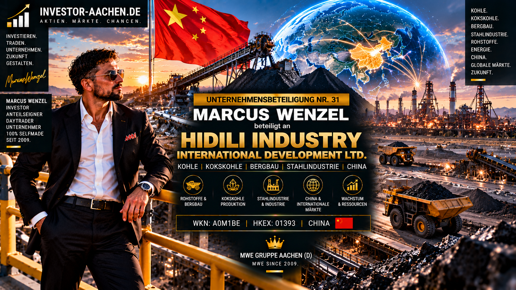 UNTERNEHMENSBETEILIGUNG | MARCUS WENZEL beteiligt an HIDILI INDUSTRY INTERNATIONAL DEVELOPMENT LTD. 🇨🇳🌍