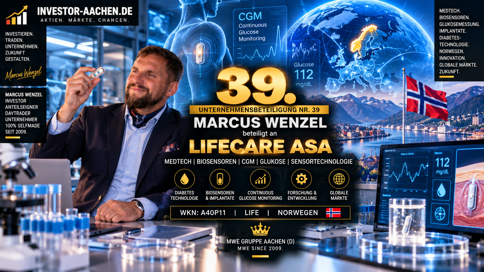 UNTERNEHMENSBETEILIGUNG | MARCUS WENZEL beteiligt an LIFECARE ASA 🇳🇴🌍