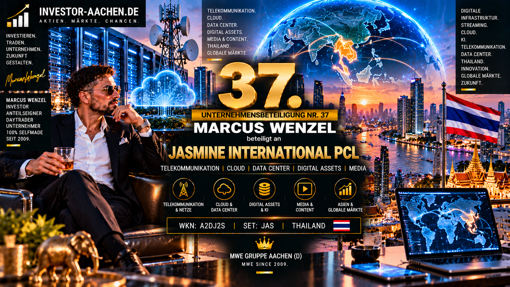 UNTERNEHMENSBETEILIGUNG | MARCUS WENZEL beteiligt an JASMINE INTERNATIONAL PCL 🇹🇭🌍